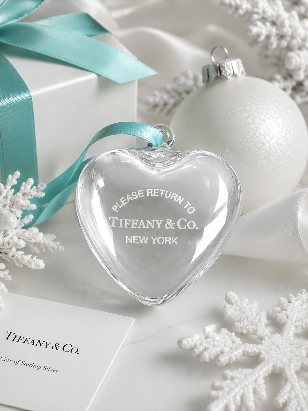 Tiffany & Co. Return to Tiffany Heart Crystal Ornament 3” Rare Holiday Box